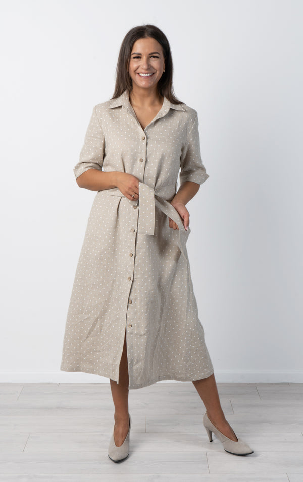 Linen shirt dress with belt