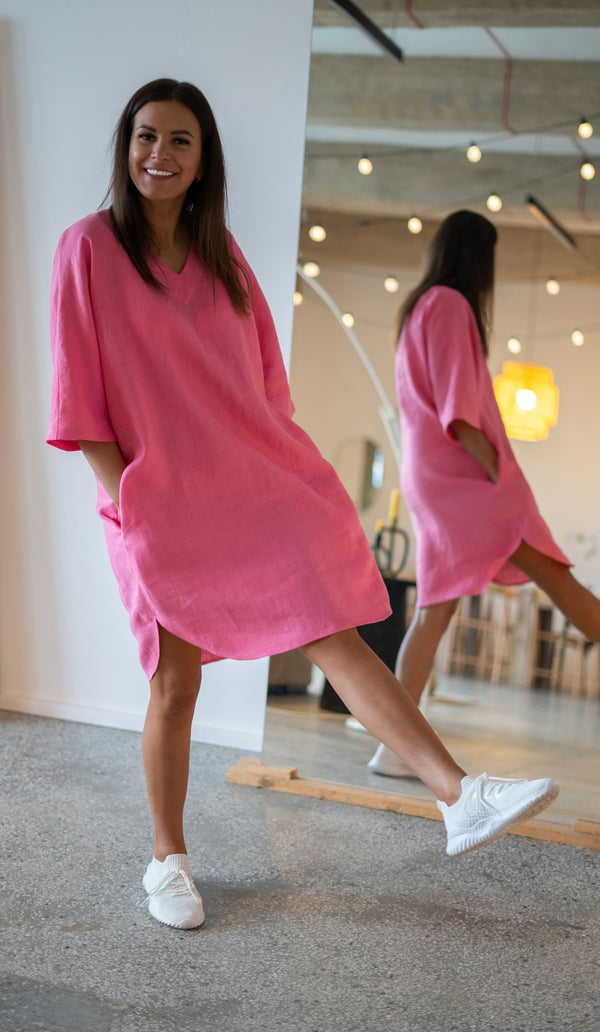 Overisized linen tunic dress